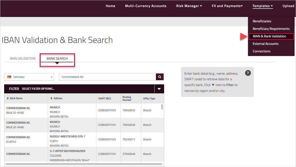 Bank Search